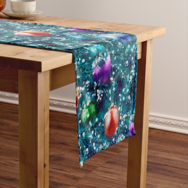 Christmas Tree Balls Pattern Short Table Runner (In Situ)