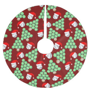 Christmas Tree Baseball Santa Hats Brushed Polyester Tree Skirt