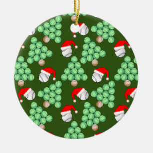 Christmas Tree Baseball Santa Hats Ceramic Ornament