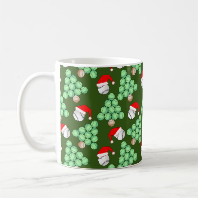 Christmas Tree Baseball Santa Hats Coffee Mug (Left)