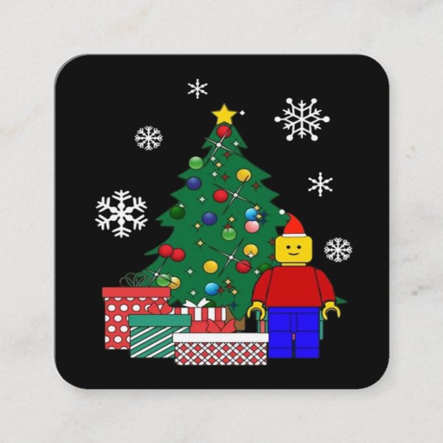  Christmas Tree Baseball  Square Business Card (Front)