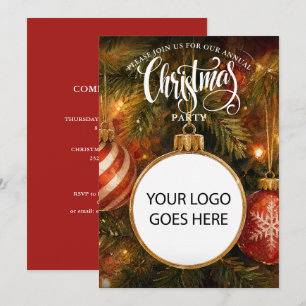 Christmas Tree Baubles Corporate Holiday Party Invitation