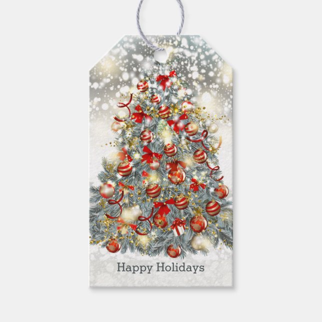 Christmas tree, baubles Gift Tag (Front)