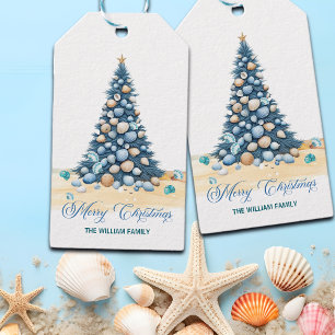 Christmas Tree Beach Merry Christmas Gift Tags
