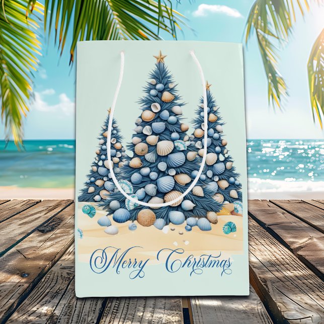 Christmas Tree Beach Merry Christmas Medium Gift Bag (Creator Uploaded)