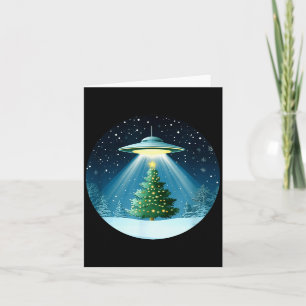 Christmas Tree Beamed By Ufo For Interstellar Holi Card