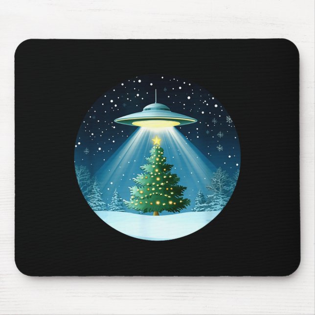 Christmas Tree Beamed By Ufo For Interstellar Holi Mouse Pad (Front)