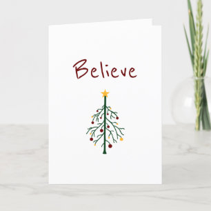 Christmas Tree Believe Santa Holiday Card