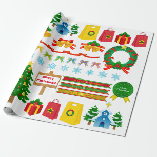 Christmas Tree Bell Advent Wreath Snowman Wrapping Paper