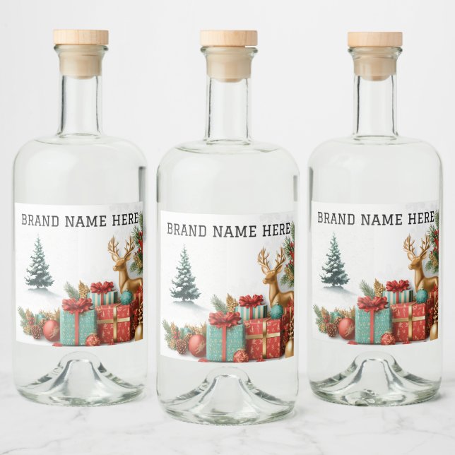 Christmas Tree Beverage Sticker Set – Brand Name (Bottles)