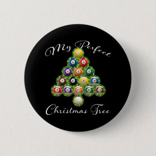 Christmas Tree Billiards Ugly Xmas Sweater 6 Cm Round Badge