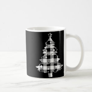 Christmas Tree Black &amp; White Buffalo Plaid Mer Coffee Mug