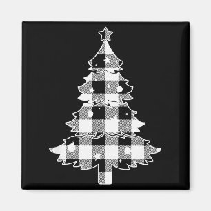 Christmas Tree Black & White Buffalo Plaid Mer Magnet