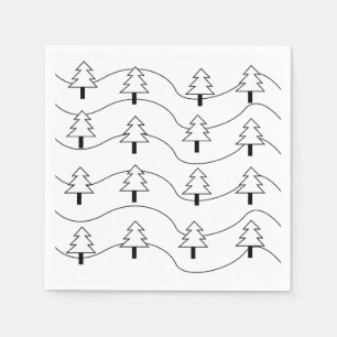 Christmas Tree Black and White Christmas Tree Napkin
