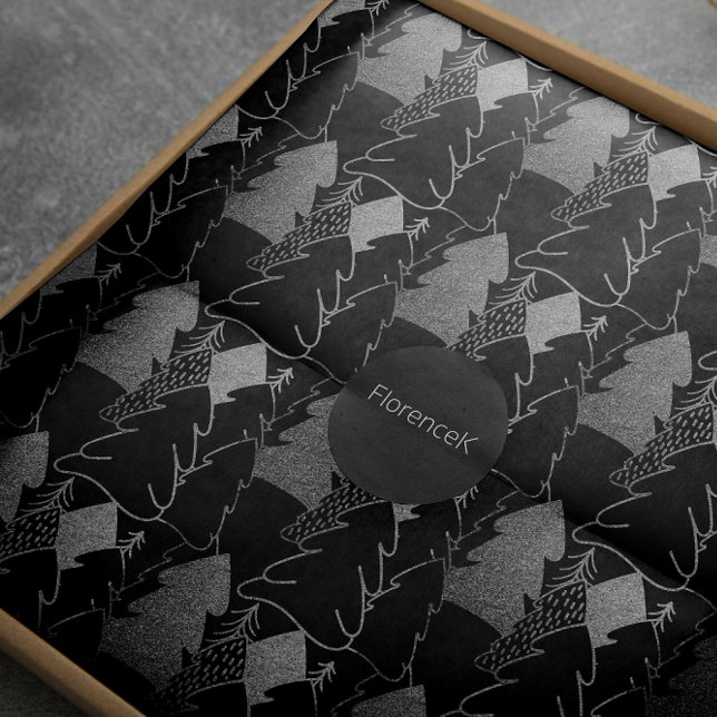 Christmas Tree Black Silver Gray Fancy Glitter Wrapping Paper (Christmas Tree Black Silver Gray Fancy Glitter Wrapping Paper)