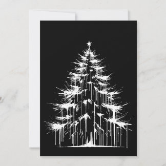 Christmas Tree Black & White Grunge Chic Aesthetic Holiday Card