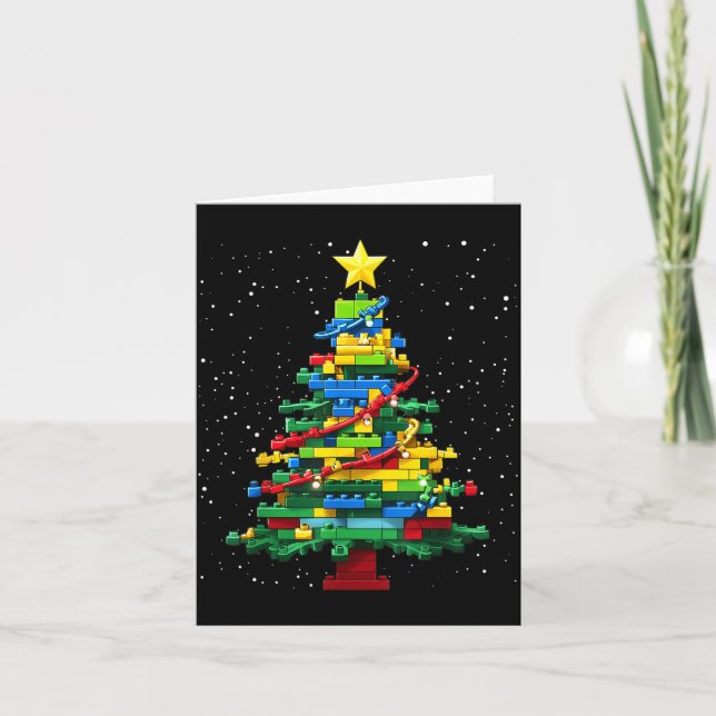 Christmas Tree Block Brick Building Xmas Master Bu Card (Front)