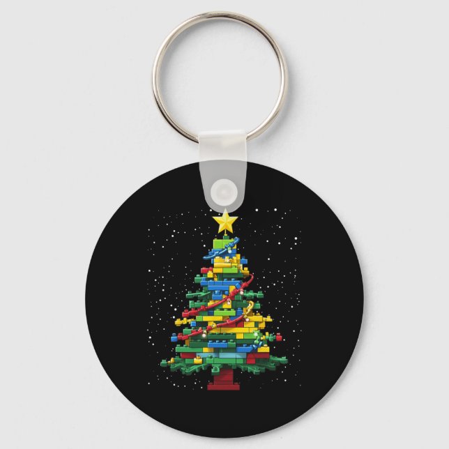 Christmas Tree Block Brick Building Xmas Master Bu Key Ring (Front)