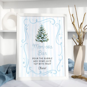 Christmas Tree Blue Baby Shower Mum-osa Bar Poster