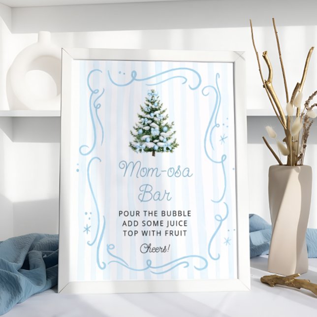 Christmas Tree Blue Baby Shower Mum-osa Bar Poster (Creator Uploaded)