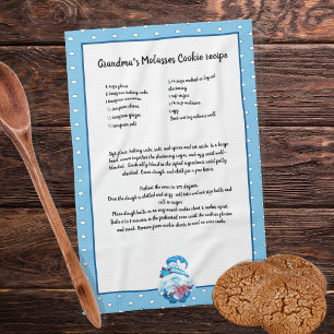 Christmas Tree Blue Gnome  Recipe keepsake   Tea Towel