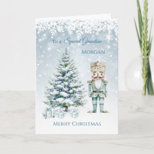 Christmas Tree Blue Nutcracker Snowflakes  Card