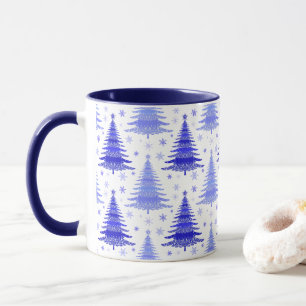 Christmas Tree Blue Periwinkle Pattern Design Mug