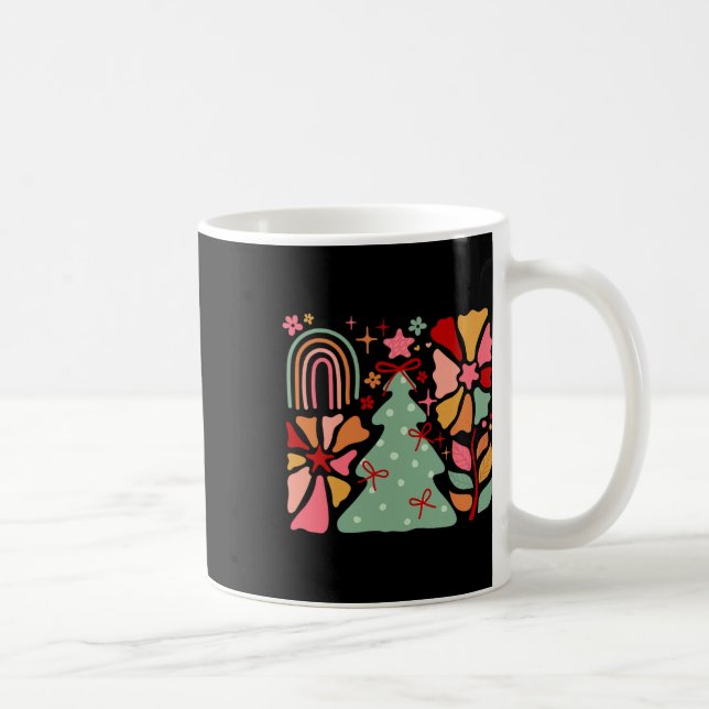 Christmas Tree Boho Flowers Art Xmas Family Men Wo Coffee Mug (Right)