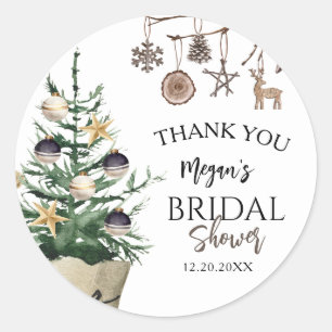 Christmas Tree   Boho Winter Bridal Shower Classic Round Sticker