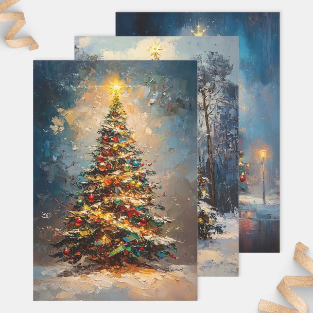 Christmas Tree Bold Painting Decoupage Wrapping Paper Sheet (Creator Uploaded)