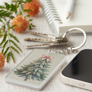 Christmas Tree Bow Coquette Xmas Key Ring