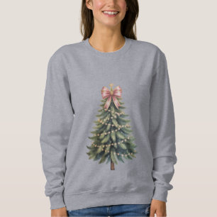 Christmas Tree Bow Coquette Xmas Sweatshirt