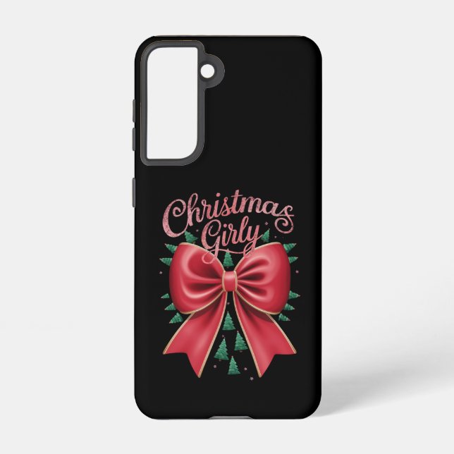 Christmas Tree Bow Girly Aesthetic Holiday Xmas  Samsung Galaxy S21 Case (Back)