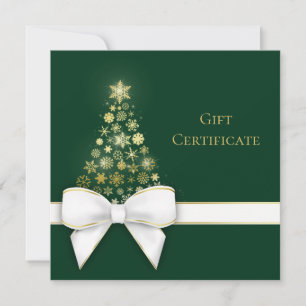 Christmas Tree Bow Gold Snowflakes Green Gift Card