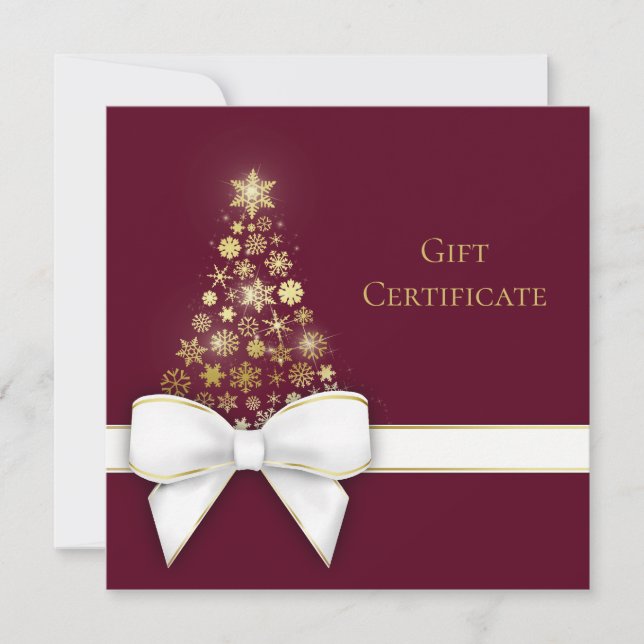 Christmas Tree Bow Snowflakes Violet Red Gift Card (Front)