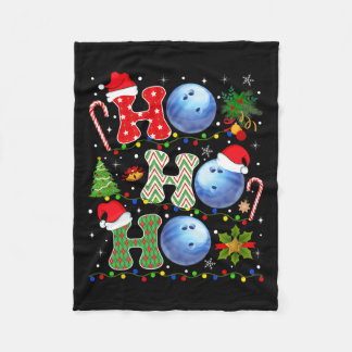 Christmas Tree Bowling Ho Ho Ho Santa Lights Xmas  Fleece Blanket
