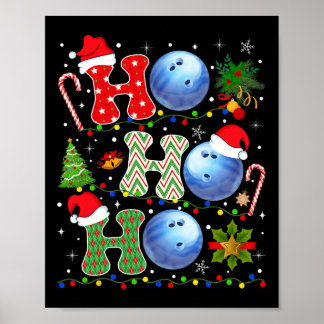 Christmas Tree Bowling Ho Ho Ho Santa Lights Xmas  Poster
