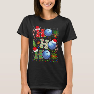 Christmas Tree Bowling Ho Ho Ho Santa Lights Xmas  T-Shirt