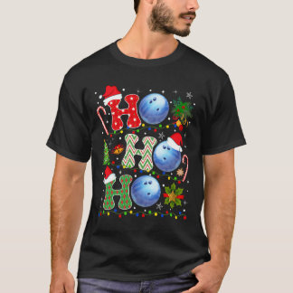 Christmas Tree Bowling Ho Ho Ho Santa Lights Xmas  T-Shirt
