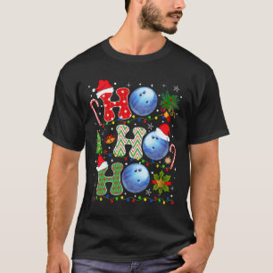 Christmas Tree Bowling Ho Ho Ho Santa Lights Xmas T-Shirt