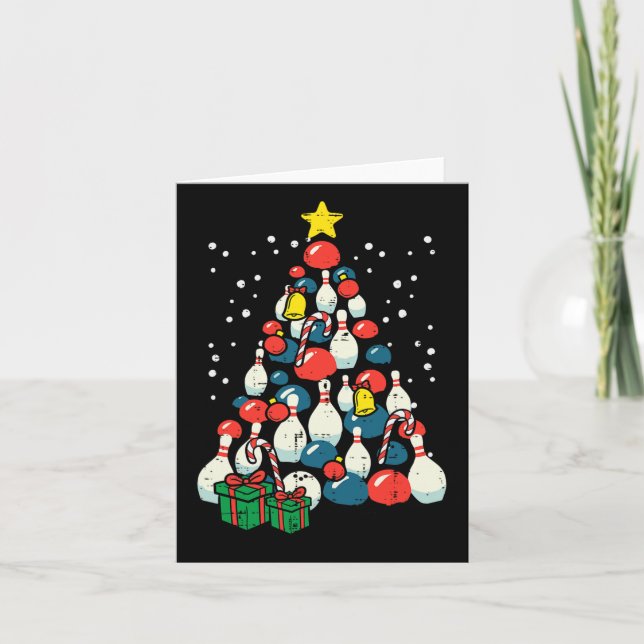Christmas Tree Bowling Xmas Bowler Player Men Wome Card (Front)