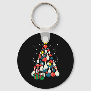 Christmas Tree Bowling Xmas Bowler Player Men Wome Key Ring