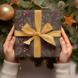 Christmas tree branches and berries - brown&green wrapping paper sheet<br><div class="desc">Christmas tree branches and berries - brown&green Wrapping Paper Sheets</div>