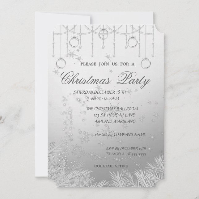 Christmas Tree Branches,Corporate Christmas Party Invitation (Front)