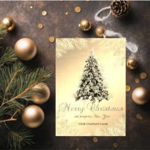 Christmas Tree,Branches,Gold ,Corporate Holiday Card