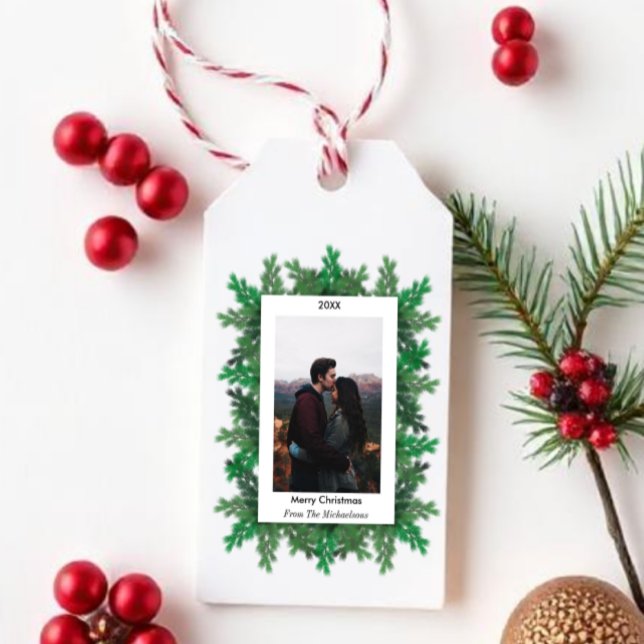 Christmas Tree Branches Photo Gift Tags (Creator Uploaded)