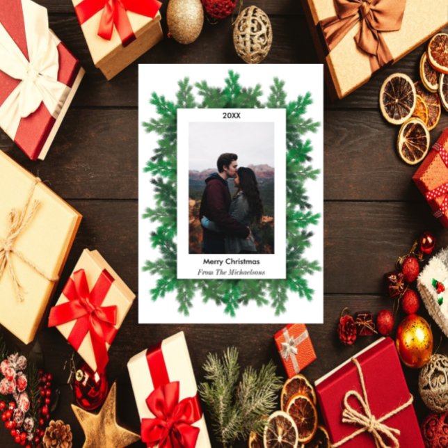 Christmas Tree Branches Photo Magnetic Card (Creator Uploaded)