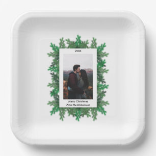 Christmas Tree Branches Photo Paper Plate