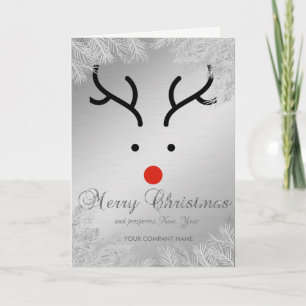 Christmas Tree Branches,Silver,Reindeer Holiday Card