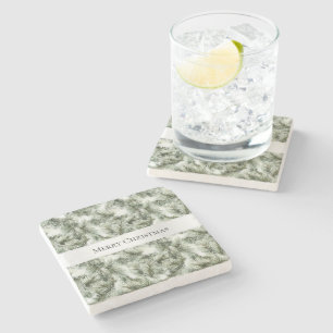 Christmas Tree Branches Stone Coaster